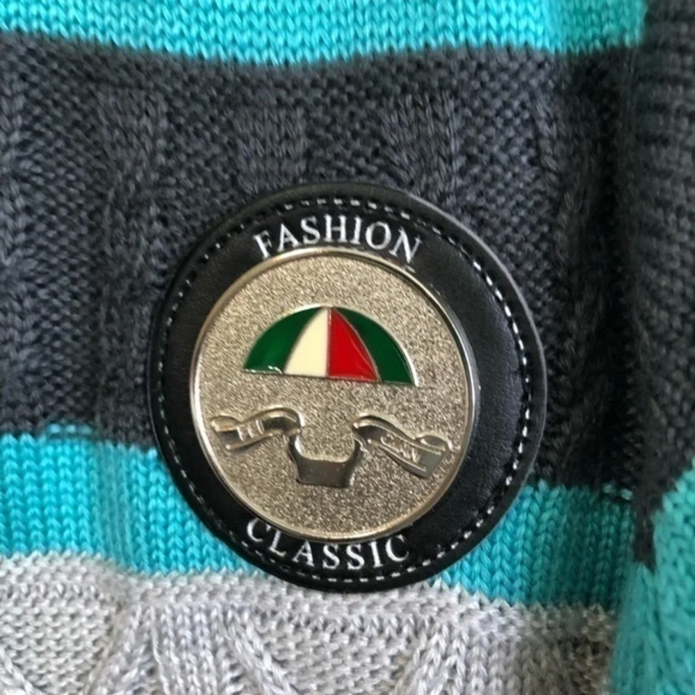 Blue & Gray Striped Sweater Fashion Classic Preppy Classic Warm Long Sleeve